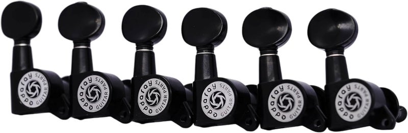 Eddaray Store 6 Inline Vintage Guitar Machine Heads - 1:15 Gear Ratio Sealed Tuning Key Pegs Tuners with Oval Shaped Button Replacement(E-1006, Black) - Image 1